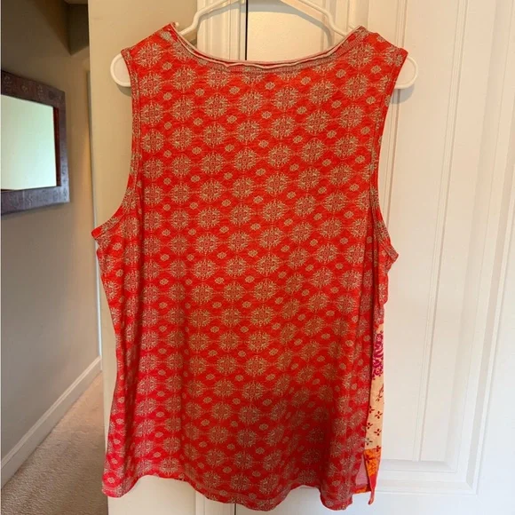 Sundance Sleeveless Patchwork Print Tank Top - Orange Multi - Picture 4 of 5